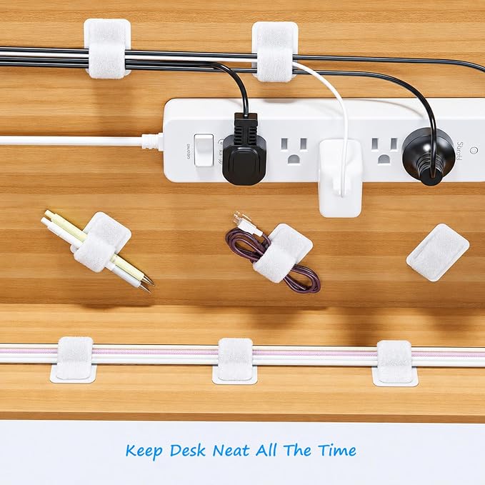 Under-Desk Cable Management Kit: 20 Adhesive & 100 Zip Ties(White) - Image 3
