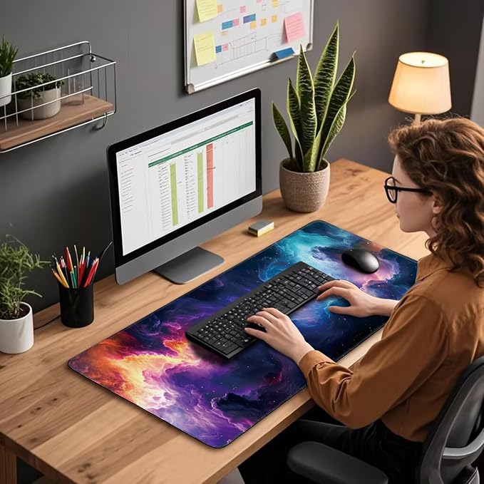 Galaxy Large Gaming Mouse Pad Desk Mat 31.5"x15.7" | Extended Mousepad, Non-Slip Rubber Base , Stitched Edges, for Computer/Laptop/Office/Home - Image 3