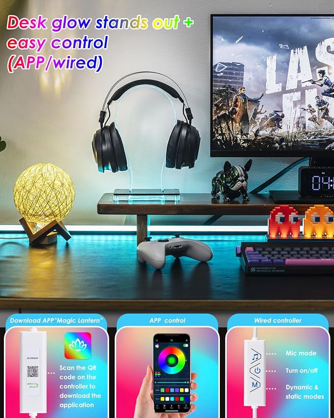OAPRIRE Acrylic RGB Headphone Stand for Desk with Many Light Modes & Colors | Customizable 213 Lighting Modes & 60,000 Colors, with 4.8ft USB Power Cable, Universal, Sturdy, Gifts for Gamers Men - Image 6