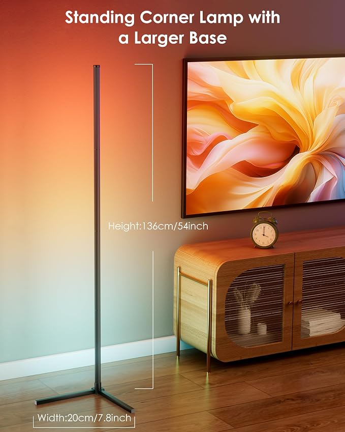 RGB Corner Floor Lamp, 65" Color Changing Modern Corner Lamp with APP Control, Modern LED Lamp with 16 Million Colors & Music Sync for Living Rooms, Bedrooms, and Gaming Rooms - Image 2