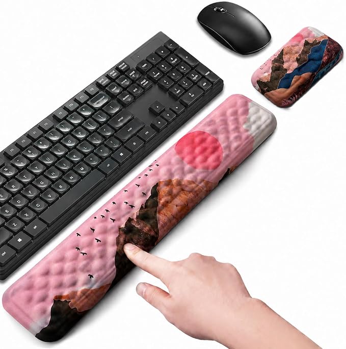 Keyboard Wrist Rest Mouse Wrist Support, Memory Foam Wrist Rest Pad for Computer Laptop, Ergonomic Wrist Cushion Support for Typing Pain Relief, Gaming Home Office, Sunrise by LIZPARE