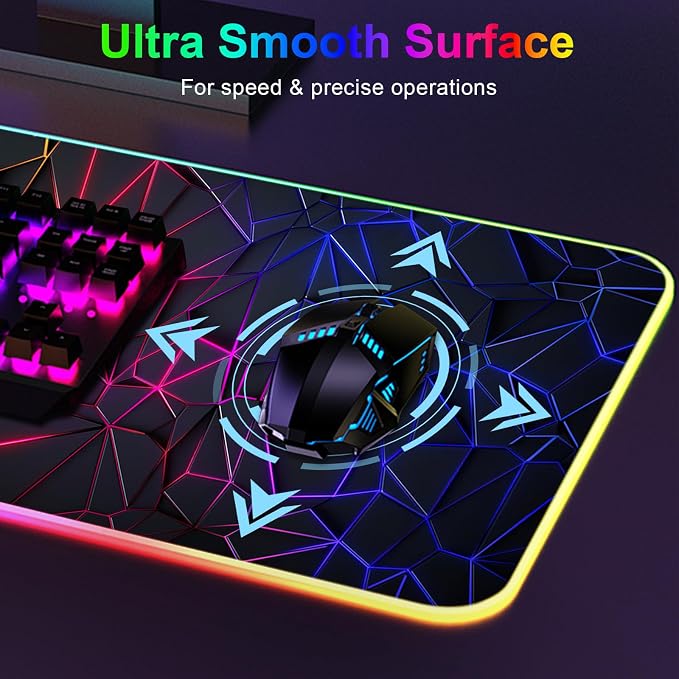 Mouse Pad 31.5 X 11.8 Inches RGB Mouse Mat with 13 Light Modes | Touch Control, Large Gaming Mousepad with Non-Slip Rubber Base for Office & Game, Model-H - Image 3
