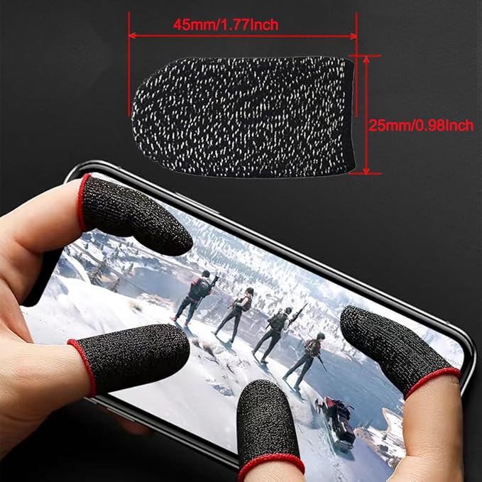 Gaming Gloves Finger Sleeve Silver Fiber for PUBG Mobile Touchscreen Device - Image 2
