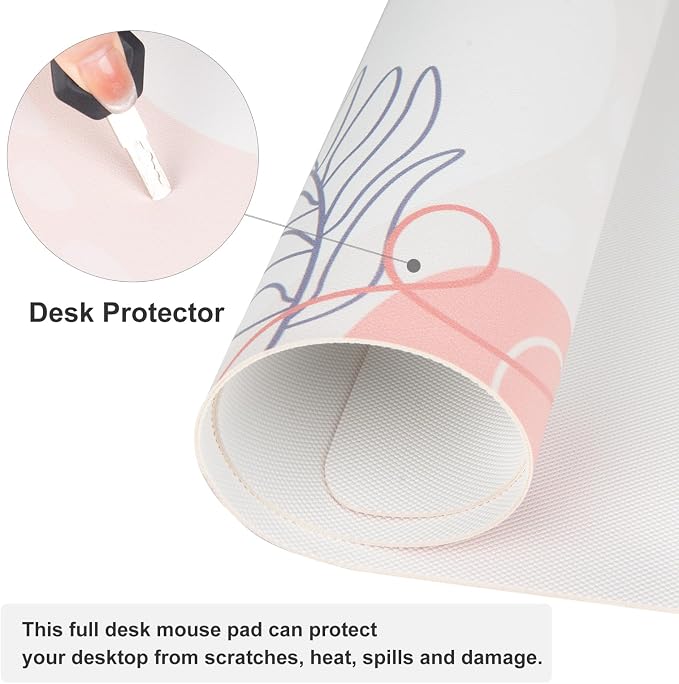 QiyI PU Leather Large Mouse Pad, 31.5" x 15.7", Minimalist Pink | Desk Décor Accessories, Extended Size, Waterproof & Easy to Clean, Smooth Surface, Non Slip Desk Organization - Image 5
