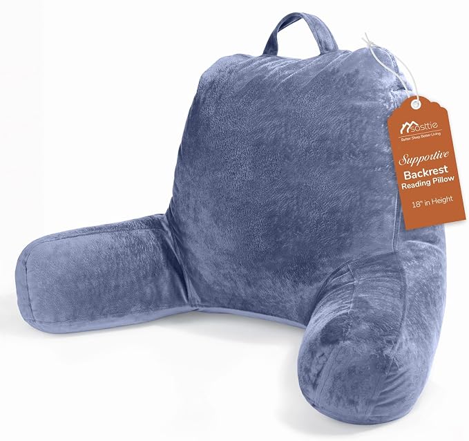 Sasttie Reading Pillow for Bed, Back Pillow for Sitting Up, Grey Purple by SASTTIE