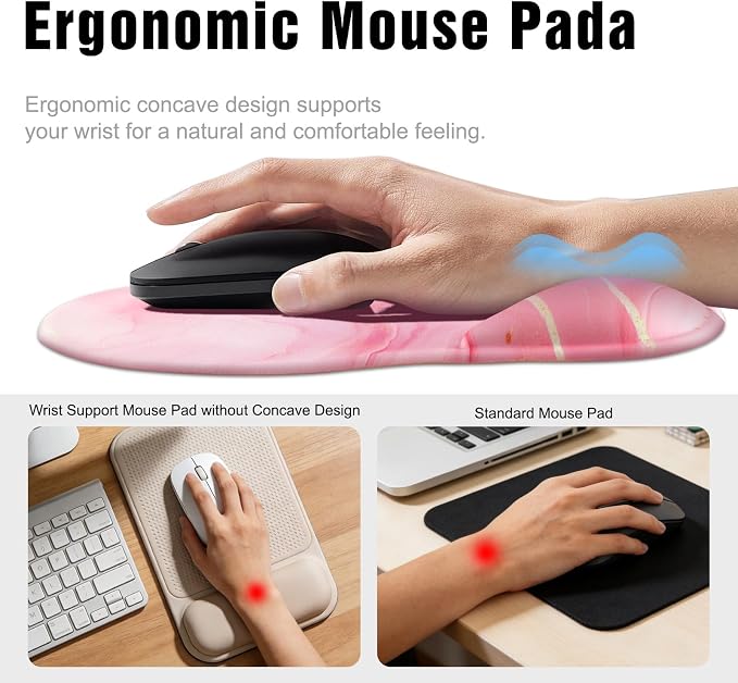 Ergonomic Mouse Pad with Wrist Rest - Gel Wrist Support Mousepad with Non-Slip PU Base for Computer, Laptop, Office & Home - Image 4