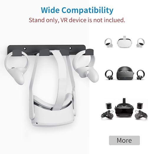 SOKUSIN VR Wall Mount - Storage Stand Holder Hook for Meta/Oculus Quest 2/3/Quest/Rift/Rift S/PSVR 2/Valve Index/HTC Vive/HP Reverb G2/PlayStation VR Headsets, Gaming Controller Hanger Space Saving - Image 2