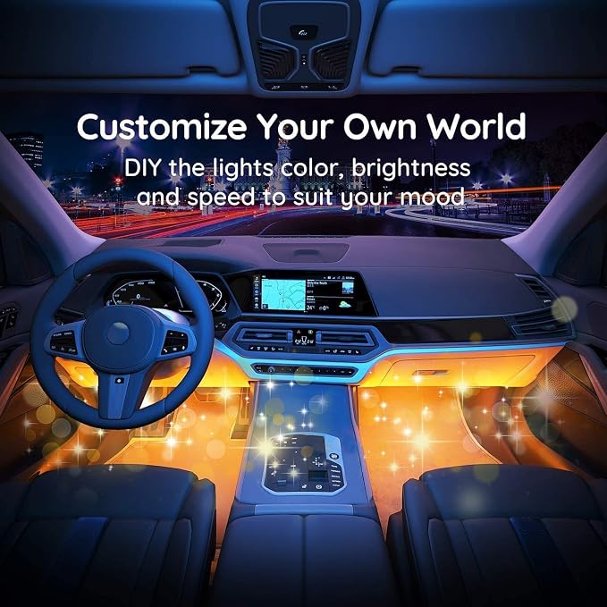 4PCS 48 LED Car Interior Lights, RGB Under Dash Lighting Kit - Image 7