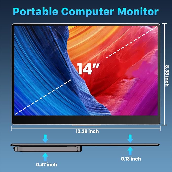 Upperizon Portable Monitor 14 inch 4K 3840X2400 100000:1 100% DCI-P3 OLED HDMI USB-C Travel Monitor for Laptop MacBook PC Surface PS5 Xbox, External Display with Kickstand & Speakers, VESA Compatible - Image 8