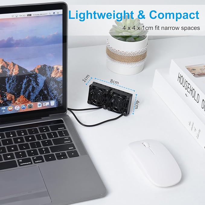 ELUTENG Computer Fan USB 40mm Dual Row 2 in 1 USB PC Fans with 3 Adjustable Speeds 6500RPM Electronics USB Cooling Fan with Black Metal Grid for Laptop TV Box Xbox AV Cabinet PS5 Router Projector - Image 6