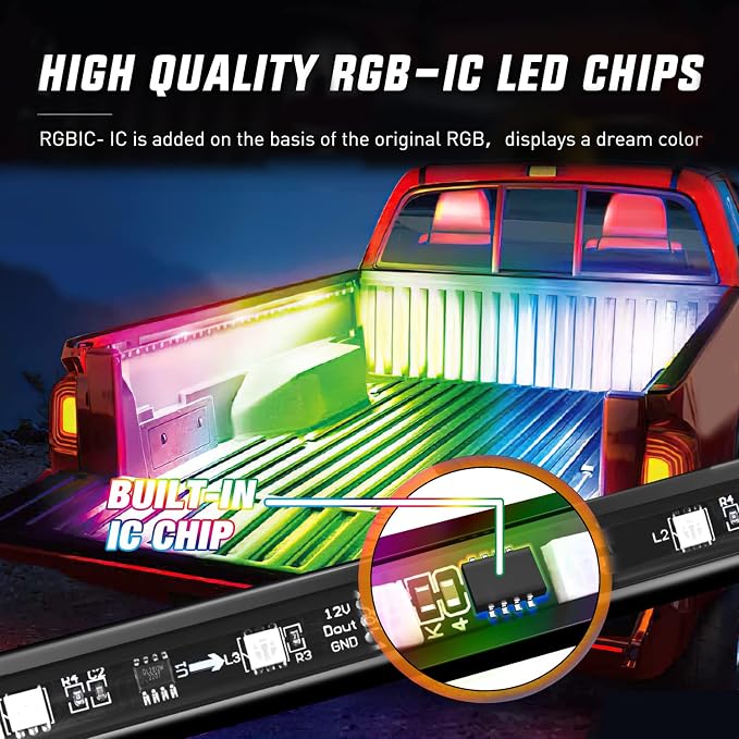 Nilight Truck Bed Light Strip RGB-IC LED Bar 2PCS 60 inch Cargo Lighting - Image 2