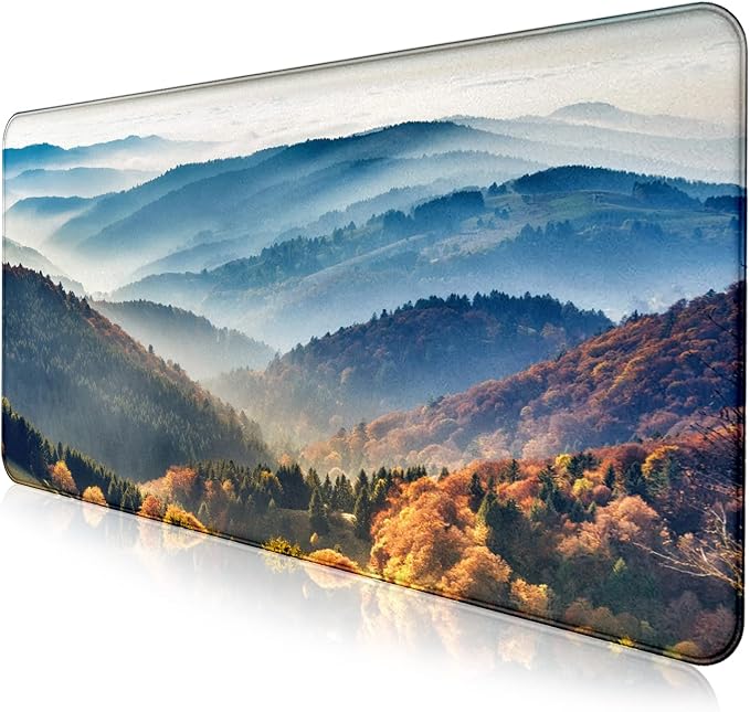 Large Mountain View Patterned Mouse Pad, Anti Slip Gaming Keyboard Desk Pad | Large Extended Mouse Pad; Full Desk Coverage; Waterproof Coating; Stable Anti-Slide Base For Gaming, Office, Study Daily Use by LQFIWSS