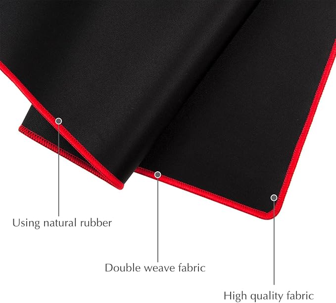 JIALONG Extended Gaming Mouse Pad Keyboard Desk Mat for Gaming & Office | XXL large size; non-slip rubber base; red stitched edges；smooth mouse control; fit for gaming & office use - Image 2