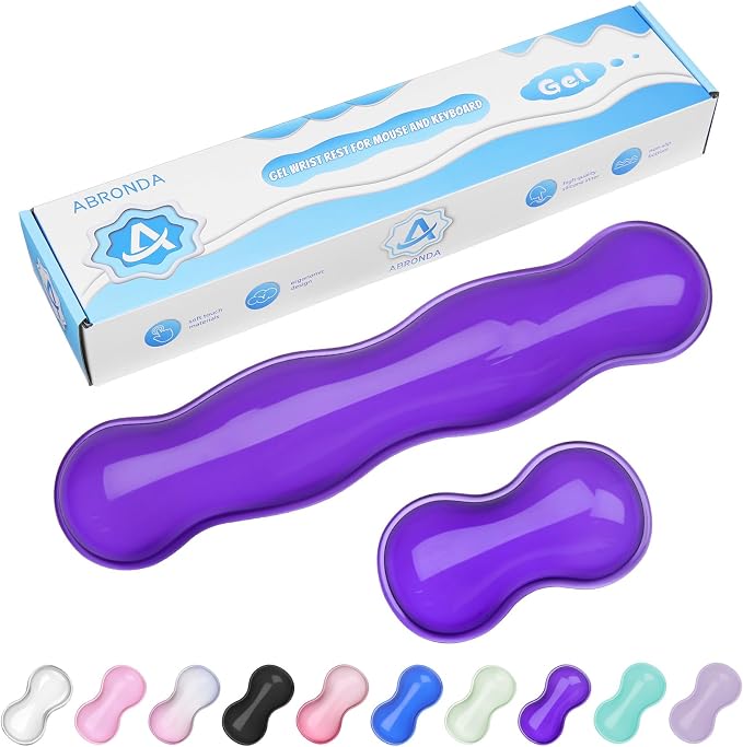 Gel Wrist Rest for Keyboard and Mouse, Wrist Rest for Keyboard, Mouse Wrist Support, Pain Relief, Cool Touch, Non-Skid, Keyboard and Mouse Wrist pad Set by ABRONDA