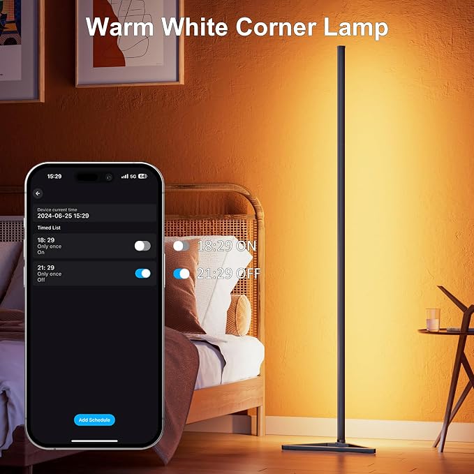 MIHEAL RGB Floor Lamp,16 Million Colors LED Floor Lamps 56" Lamps for Living Room with Music Sync,Standing Lamp with App and Remote Control,Gaming Ambient Lighting Corner Lamp Bedroom Decor - Image 5