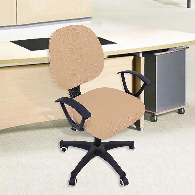 Smiry Office Computer Chair Covers for Desk Rotating Chair Protector | Stretch Jacquard Removable Washable Universal Slipcovers, Seat + Backrest Cover, Camel - Image 8
