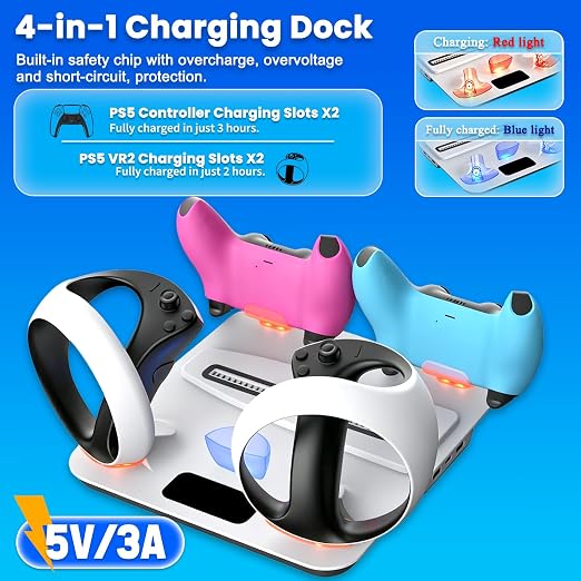 SOTY PS5 Cooling Station for PS5/Slim/Pro, PS5 controller & PS VR2 Charger - Image 3