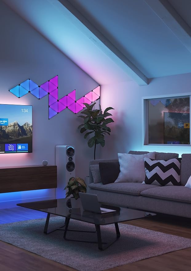 Nanoleaf Shapes WiFi and Thread Smart RGBW 16M+ Color LED Dimmable Gaming and Home Decor Wall Lights Smarter Kits Black Triangles Expansion Pack (3 Pack) NL47-0101TW-3PK - Image 5