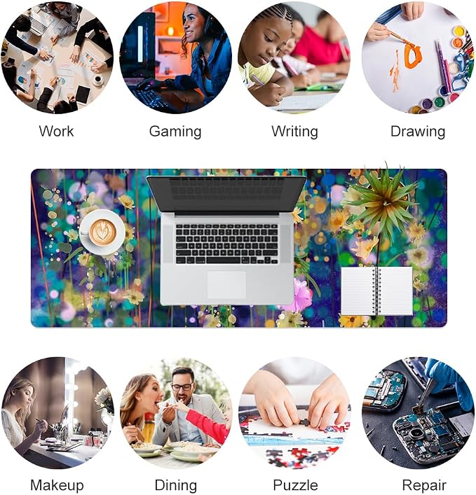 QiyI PU Leather Large Mouse Pad, Office Decor, 31.5" x 11.8", Ivy Flowers | Desk Décor Accessories, Extended Size, Waterproof & Easy to Clean, Smooth Surface, Non Slip Desk Organization - Image 7