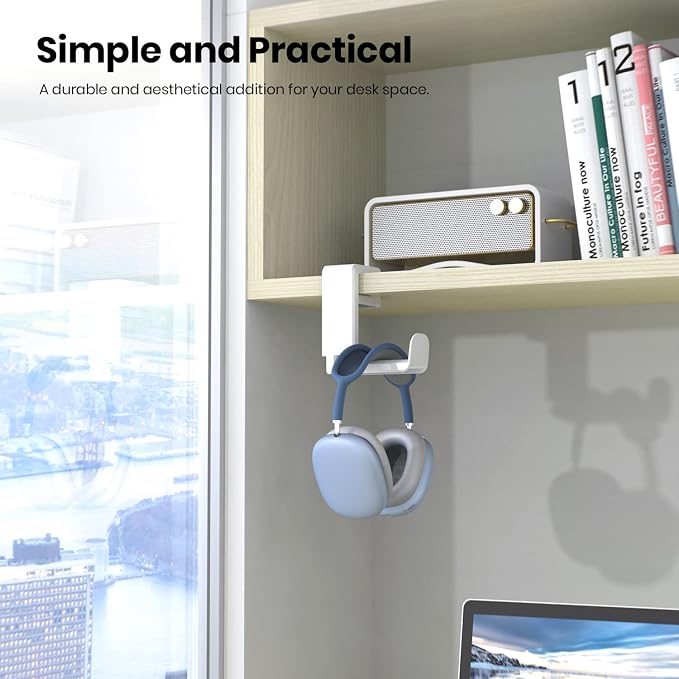 EURPMASK Rotating Headphone Stand,Adjustable Clamp-on Headset Holder Hanger | 360 Degree Swivel,Headset Hook Under Desk,No Residue,Cable Organizer,Soft Rubber Pads,Keep Headphones Secure&Desk Tidy,Black - Image 2
