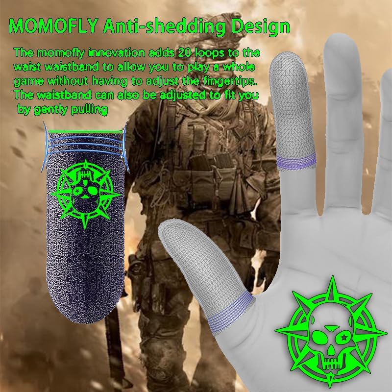 Gaming Finger Sleeve, 28-Needle Knitting, Silver Glass Fiber Material, Washable and Breathable with Metal Storage Box (Green) - Image 5