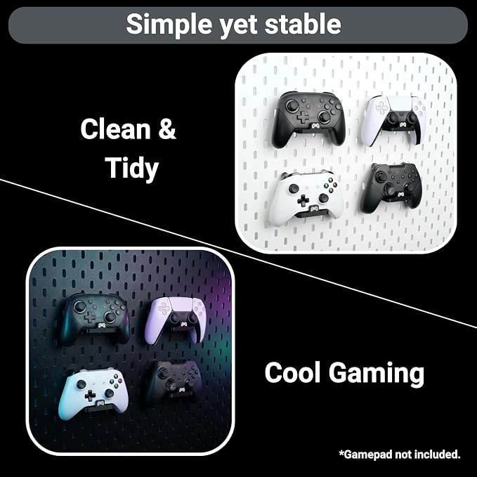 Pegboard Controller Holder Stand, Gampad Holder, Black | for PS5, Switch Pro/2, Xbox Controller, 2PCS, Compatible with IKEA Skadis - Image 3