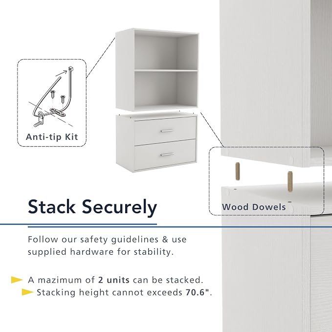 Homes: Inside + Out Apexa 4-Vertical Storage Organizer Shelves, Stackable Wood Bookcase for Organization, Dorm Teen Room Decor & Home Office, White - Image 5