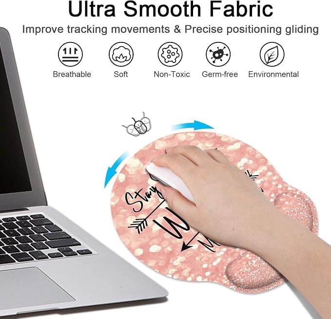 Britimes Ergonomic Mouse Pad Set with Wrist Rest, Rose Pink Gold - Image 4