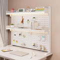 Standing Pegboard Peg Board Display Stand Gaming Desk Organizer, Desktop Organizer Shelf, Desk Hutch with Pegboard Hook, for Office Home Bedroom Dormitory(White,60 * 95cm) by Unknown
