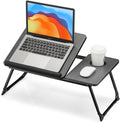 FISYOD Foldable Laptop Desk for Bed Couch, Adjustable Split Lap Desk with Cup Holder, Portable Lightweight Bed Table Tray, Heavy-Duty Laptop Stand for Working, Writing, Reading and Eating - Black by FISYOD
