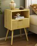 JOONEE Nightstand,Modern Bedside Table with Storage Drawer and Open Wood Shelf, for Living Room, Bedroom and Small Spaces, Accent Night Stand with Solid Wood Legs, Easy Assembly,Vintage Yellow Oak by JOONEE