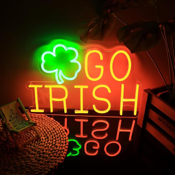 Shamrock Neon Sign Green Orange IRISH Neon Light for Wall Decor - Image 2