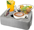 Couch Bed Cup Holder Pillow, Nisdoing 5 Hole Couch Drink Holder! Keep Drinks Hand Side and KeepTemp, Prevent Spills and Use Anywhere. Cup Holder for Couch, Bed,Camping,RV,Car,Beach. Gray by NISDOING