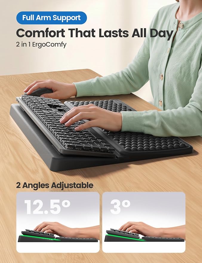 Vaydeer Keyboard Wrist Rest for Computer, Ergonomic Large Keyboard Mat Pad with Wrist Support, Soft Memory Foam Keyboard Stand for Desktop Gaming Home Office Carpal Tunnel Pain Relief - Image 5