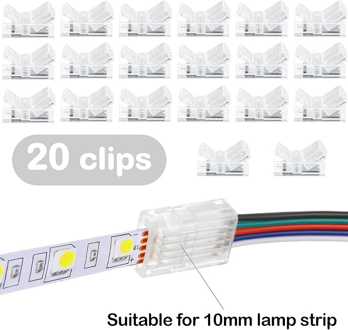 Flutesan 20 Pcs 5 Pin 10 mm LED Strip Connector RGB Lights - Image 2