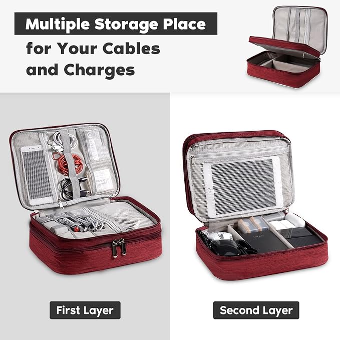 OrgaWise Electronics Organizer, Electronic Accessories Bag Travel Cable Organizer Three-Layer for iPad Mini, Kindle, Hard Drives, Cables, Chargers - Image 5