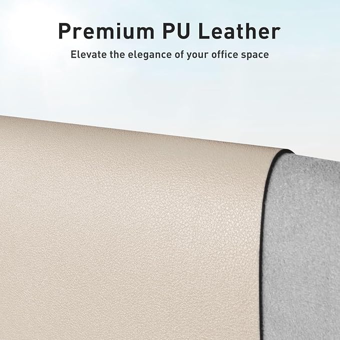 Aothia Faux Leather Desk Mat - Non-Slip PU Leather Desk Blotter, Waterproof Writing Surface, Large Desk Pad for Office & Home (Eggshell, 55" x 17") - Image 2