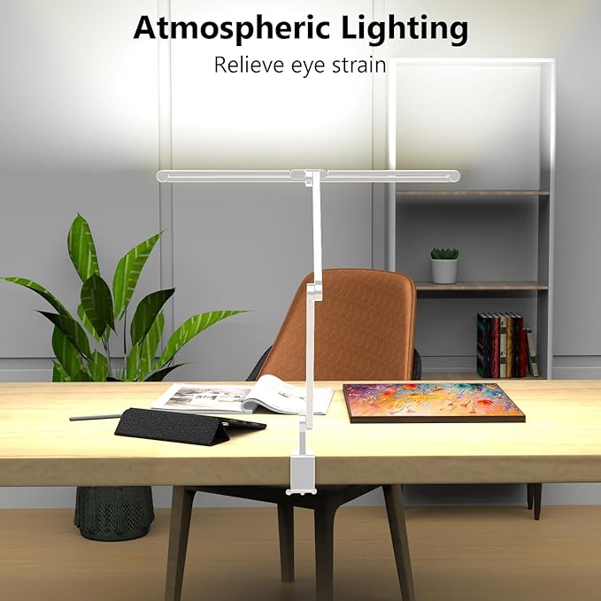 EPABINA 36W Ultra Bright Architect Desk Lamp with Clamp, Tall Overhead Rotatable Led Desk Light for Home Office, 47Inch Long Adjustable Monitor Light Bar with Remote for Computer Screen Desktop Table - Image 3