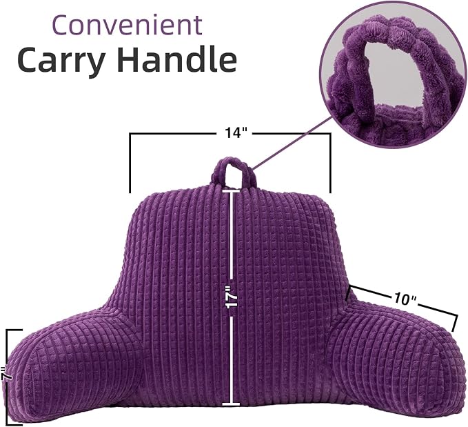 A Nice Night Purple 17" Bed Wedge Pillows with Arms for Sitting - Image 2