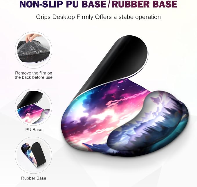 Gaming Mouse Pad, Large Desk Mat, Cute Desk Pad Protector, 4in1 XXL Mousepad + Keyboard Wrist Rest+Mouse Wrist Rest+Coaster Set with Ergonomic Desk Pad for Home Office Table Computer, Purple Hill - Image 6