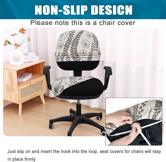 Smiry Stretch Printed Office Computer Desk Chair Covers for Seat & Backrest | Stretch Fit, Soft Fabric Universal Washable Removable, Anti-Dust Rotating Chair Slipcovers Protector - Image 3