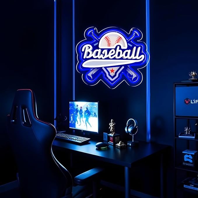 Baseball Neon Signs Dimmable Baseball Neon Lights Wall Decor for Club Dormitory Bedroom Shop Home Birthday Party Gift Art for Kids Fans-14.65 x 12.2 IN-USB Powered-Acrylic - Image 6