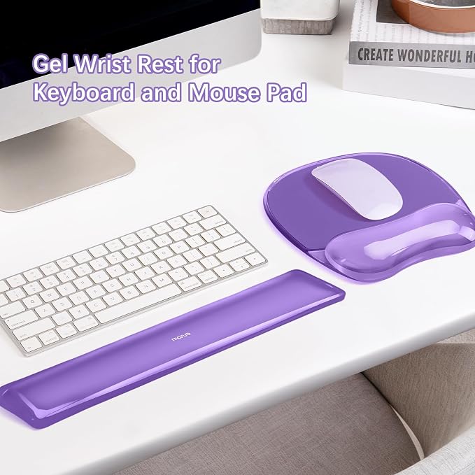 MOSISO Cooling Gel Wrist Rest Support for Mouse Pad&Keyboard Set, Purple - Image 7