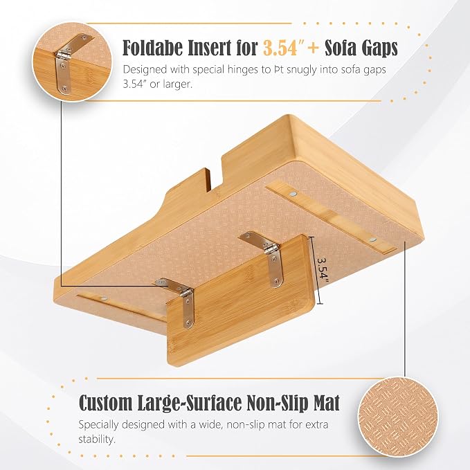 Nnewvante Couch Table Insert Between Cushions,15.35x9.84-inch Bamboo - Image 6