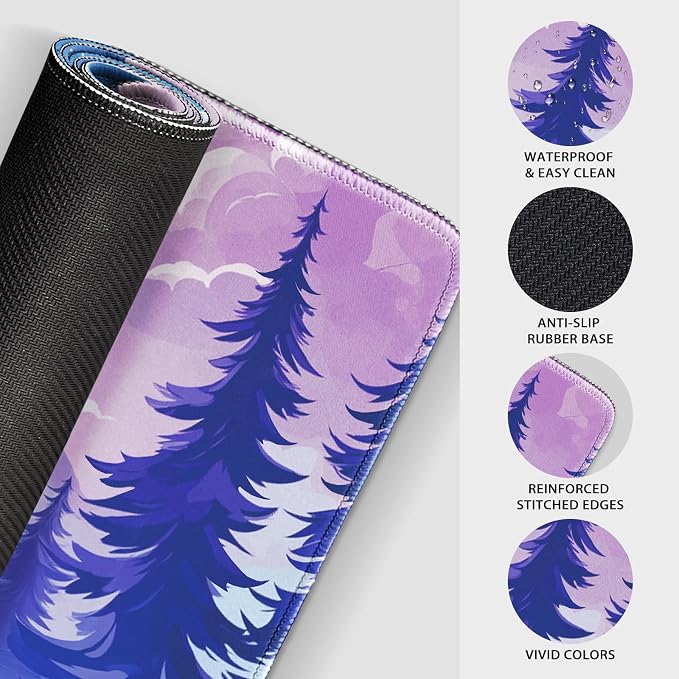 Mountain Moonlight Gaming Mouse Pad Desk Mat 31.5"x15.7" | Extended Mousepad, Non-Slip Rubber Base , Stitched Edges, for Computer/Laptop/Office/Home - Image 6