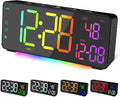 Digital Alarm Clocks for Bedrooms, RGB Desk Clock with 15 Color Display, Date Temperature and Weekday, DST, Snooze, 2 Alarms, Ambient Lighting for Living Room, Bedside Office Gaming Desk Decor by EVILTO