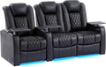 comfiroom Top-Grain Leather Home Theater Seating, Dual-Motor Power Recliner by comfiroom