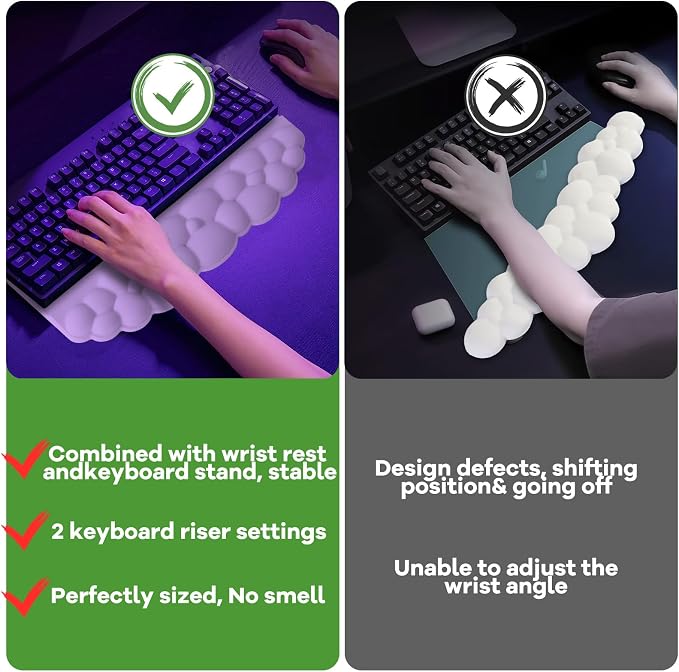 Ergonomic Wrist Rest for Keyboard and Mouse, Cloud Keyboard Stand Pad - Image 7