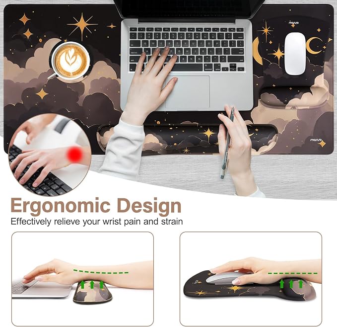 MOSISO Keyboard Mouse Pad Set, Large Gaming Mouse Pad&Keyboard Wrist Rest - Image 3