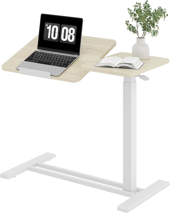 SANODESK 32''Overbed Table Gas Spring Lifting with Wheels&Tilting Desktop by sanodesk